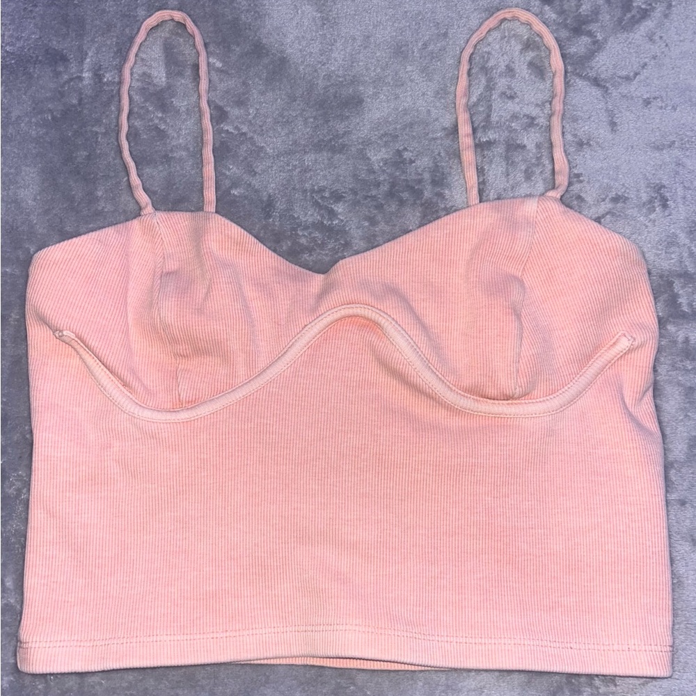 Pink Ribbed Crop Top